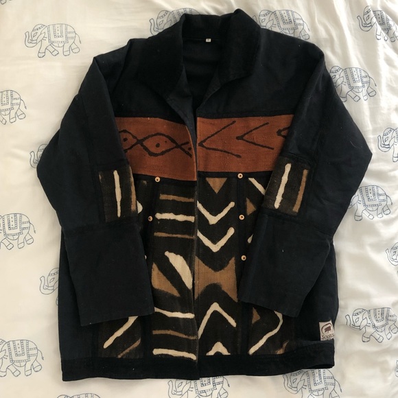 90s Vintage Tribal Print Soft Jacket Pockets